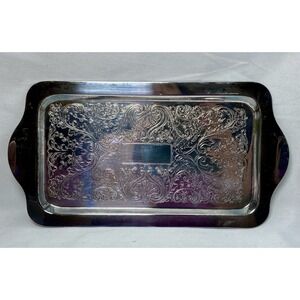 F.B. Rogers Silver Co. Sugar/Creamer Vintage Serving Tray Etched‎ 11 x 5.5"